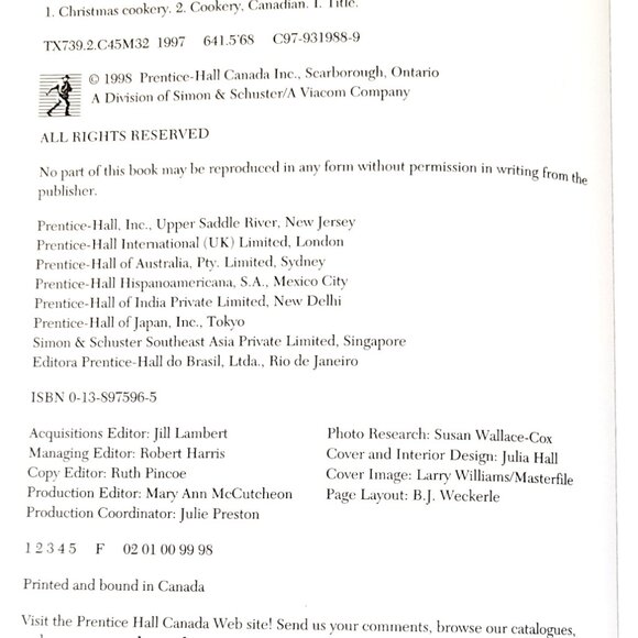 The Canadian Heritage Christmas Cookbook Edna McCann 1998 HC New 151 pg - Picture 5 of 10